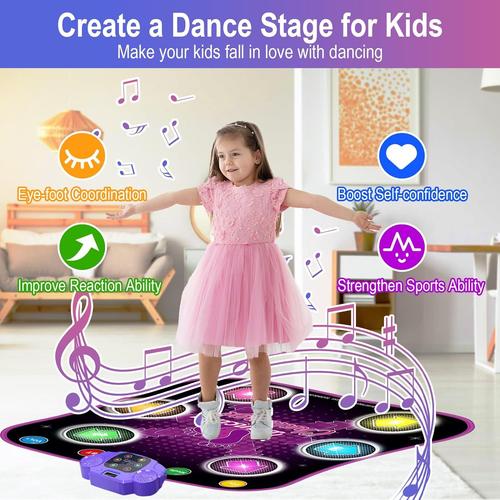 Tapis de danse Jouets pour 3-12 ans Cadeaux d'anniversaire filles, Tapis de  danse musical pour enfants, Dance Pad avec lumières LED