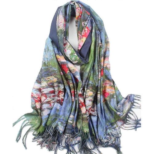 Écharpe Douce En Cachemire Pour Femme, Élégante, Grande, Chaude, Pour L'hiver, Châle, Cadeau, Imprimé Monet, Klimt, Van Gogh