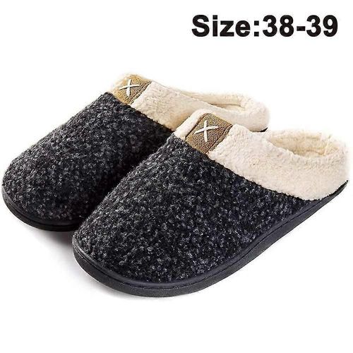 Chaussons Confortables En Mousse À Mémoire De Forme, Doublés De Polaire, Effet Laine, Semelles Intérieures Et Extérieures Antidérapantes En Caoutchouc.