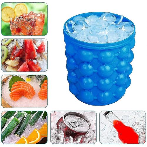 Grand Seau À Glace En Silicone - Moule À Glaçons (2 En 1) Rond Et Portable