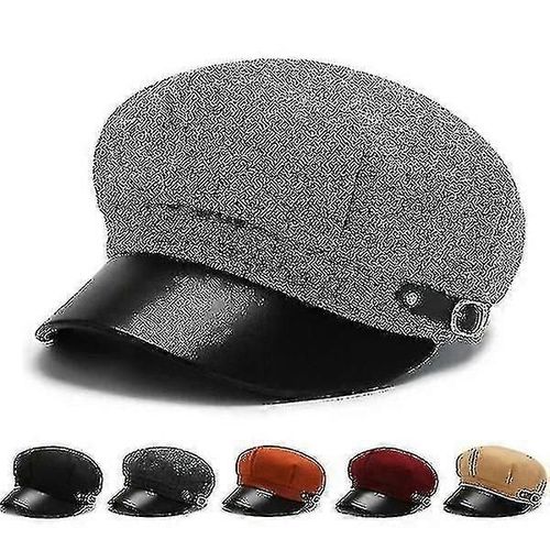 Bérets Pour Femmes, Casquette À Visière En Feutre, Boucle En Cuir Vintage, Casquettes D'extérieur, Mode Printemps Été Automne Hiver Octogonale Décontractée