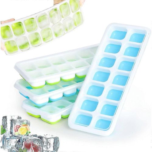 Bac À Glaçons En Silicone Avec Couvercle Pour Bébé, 4 Bacs À Glaçons, Pour La Congélation Des Aliments Pour Bébé, Du Lait Maternel, Des Purées, Des Yaourts Et Des Glaces.