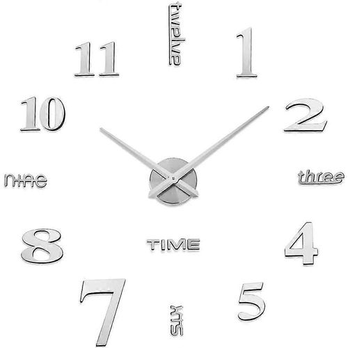 Horloge murale élégante et grande taille, effet miroir 3D sans cadre, surdimensionnée, décoration de la maison, salon, autocollant mural, décoration W