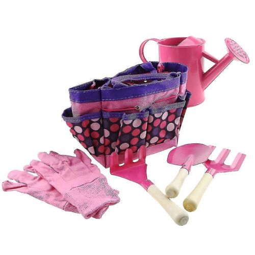 Outils de jardinage pour enfants : arrosoir, gants, pelle, râteau, fourche