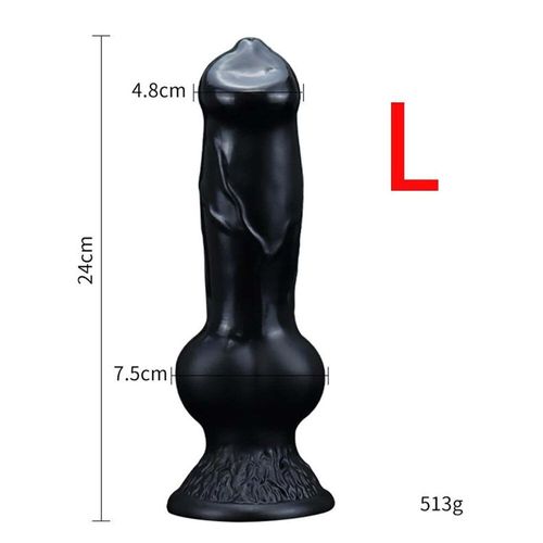 Silicone Animal Chien Gode Réaliste Poussée M-Xxl Plug Anal Vaginal Adultes Jouets Sexuels Pour Femmes Hommes Masturbateurs Faux Pénis Grand - Type Black-L
