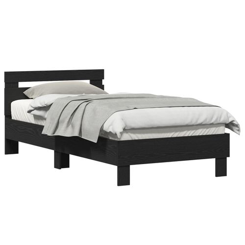 Vidaxl Cadre De Lit En Chêne Noir Chêne Noir Chêne Massif 90 X 190 Cm