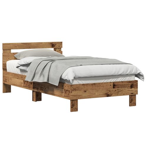 Vidaxl Cadre De Lit Rustique Bois Ancien Bois Massif 90 X 190 Cm