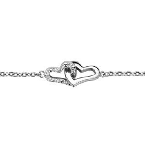 Bracelet Argent Rhodié 2 Coeurs Enlacés 15+2,5cm