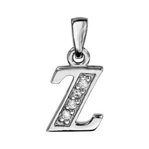 Pendentif Argent Rhodié Initiale Z Pierres Blanches