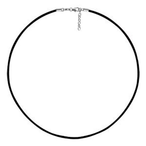 Cordon Coton Ciré Lisse Noir Argent Rhodié 35cm + 5cm