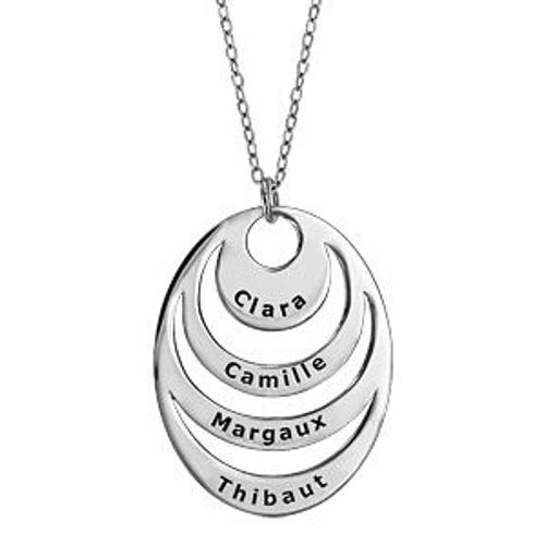 Coller Argent Rhodié Pendentif 4 Cercles À Garver 40+5cm