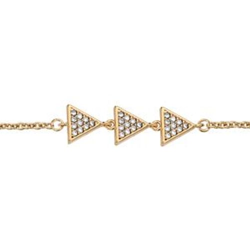 Bracelet Plaqué Or 3 Triangles Pavés Oxydes Blancs Sertis 16+2cm