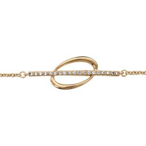 Bracelet Plaqué Or Forme Ovale Croisée Oxydes Blancs Sertis 16+2cm