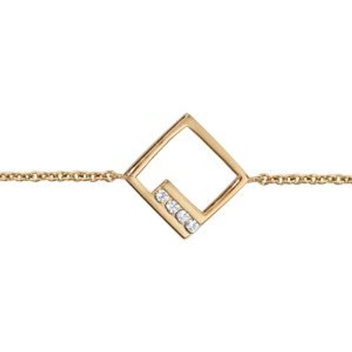 Bracelet Plaqué Or Forme Losange Ajouré Oxydes Blancs Sertis 16+2cm