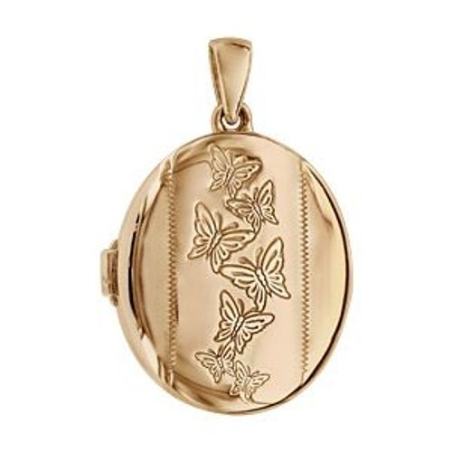 Pendentif Argent Et Dorure Jaune Cassolette Ovale Motif Papillon 20mm (1 Ou 2 Photos Droite Et Gauche)