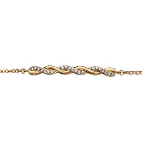 Bracelet Plaqué Or Tresse Oxydes Blancs Sertis 16+2cm
