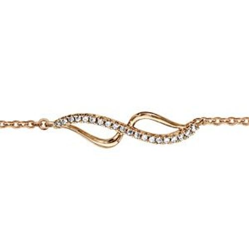 Bracelet Plaqué Or Volutes Oxydes Blancs Sertis 16+2cm