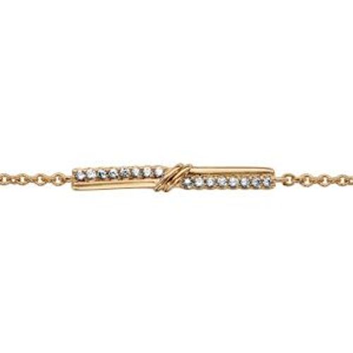 Bracelet Plaqué Or Barrettes Oxydes Blancs Sertis Avec Noeud Taille 16+2cm