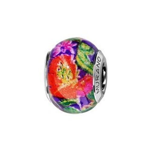 Thabora Charms Coulissant Argent Rhodié Verre De Murano Multicouleur