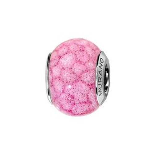 Thabora Charms Coulissant Argent Rhodié Verre De Murano Rose Tacheté Pailleté