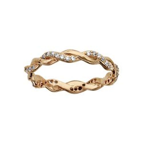 Bague Plaqué Or Tresse Oxydes Blancs Sertis