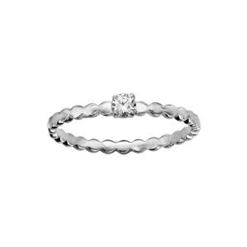 Bague Argent Rhodié Solitaire Oxyde Blanc Serti