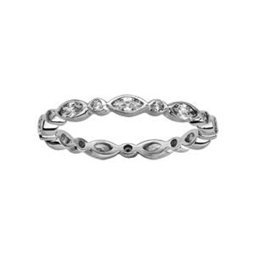 Bague Argent Rhodié Oxydes Blancs Serti