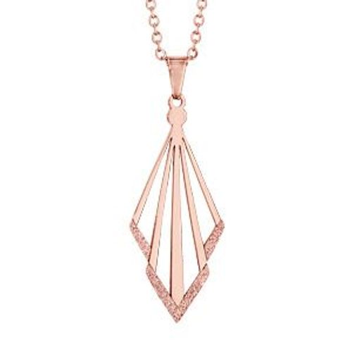 Collier Acier Et Pvd Rose Pendentif Givre 42+4cm