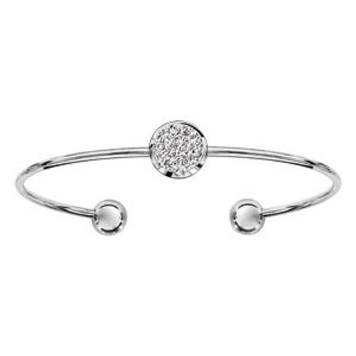 Bracelet Acier Rigide Ouvert Avec Pastille Glitter Blanc