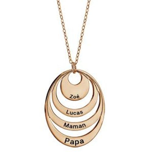 Collier Femme Plaqué Or Jaune Pendentif 4 Cercles À Graver 40+5cm