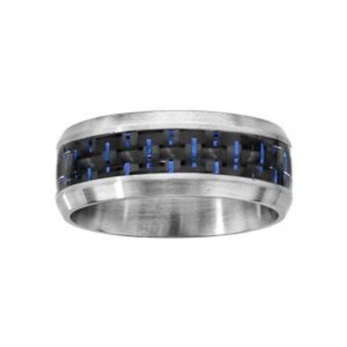 Bague Acier Satiné Reflet Couleur Bleu