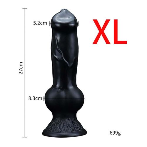 Silicone Animal Chien Gode Réaliste Poussée M-Xxl Plug Anal Vaginal Adultes Jouets Sexuels Pour Femmes Hommes Masturbateurs Faux Pénis Grand - Type Black-Xl