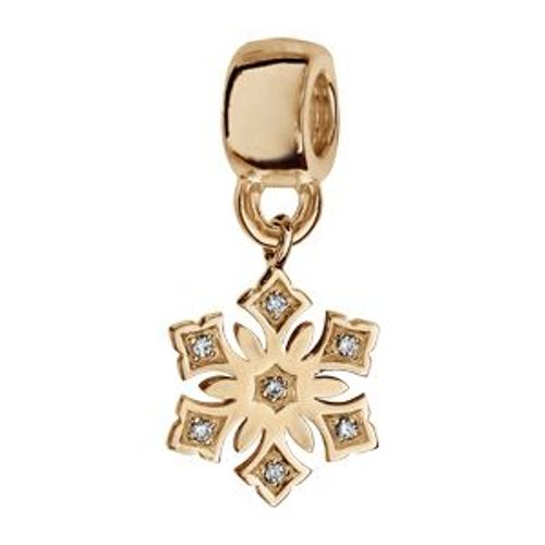 Thabora Charms Coulissant Plaqué Or Flocon De Neige Suspendu Oxydes Blancs Sertis