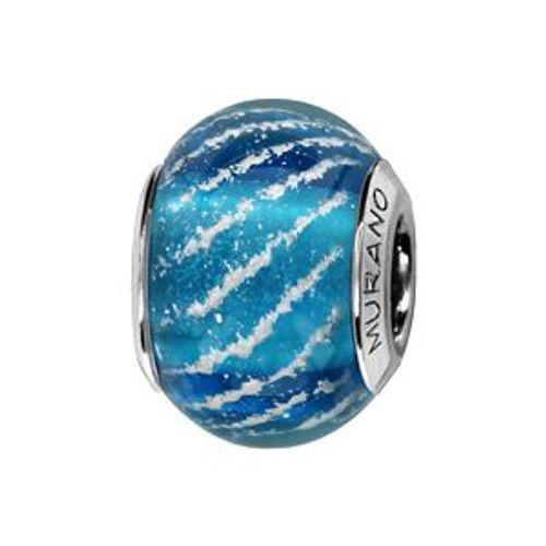 Thabora Charms Coulissant Argent Rhodié Murano Turquoise Strié