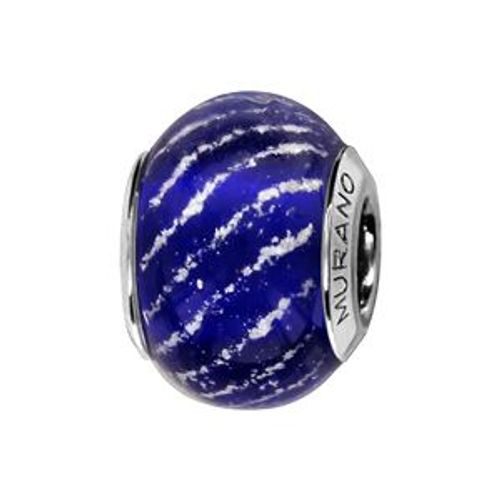 Thabora Charms Coulissant Argent Rhodié Murano Bleu Royal Strié