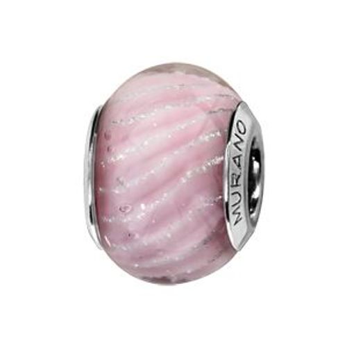 Thabora Charms Coulissant Argent Rhodié Murano Rose Strié
