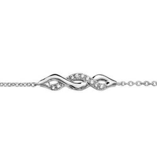 Bracelet Argent Rhodié Torsade Oxydes Blancs Sertis 16+3cm