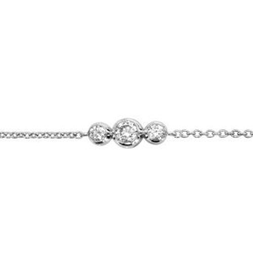 Bracelet Argent Rhodié Oxydes Blancs Sertis Clos 16+3cm