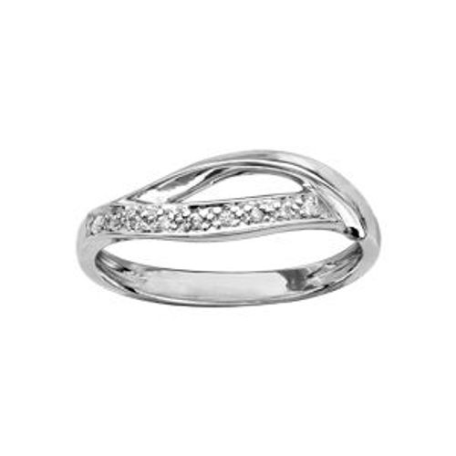 Bague Argent Rhodié Oxydes Blancs Sertis