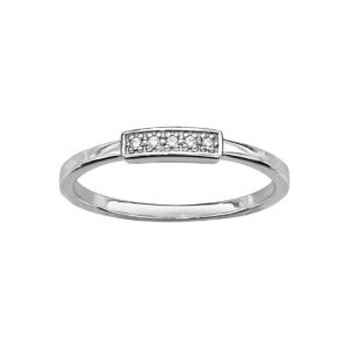 Bague Argent Rhodié Pave Oxydes Blancs Sertis