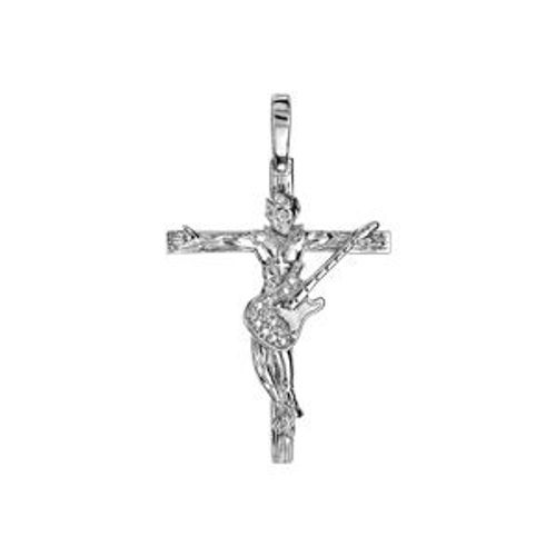 Pendentif Argent Rhodié Croix Rock 26mm (Modèle 1)