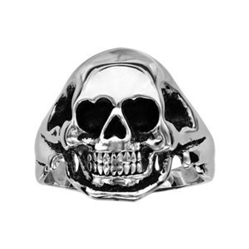 Bague Tête De Mort Moyenne Acier Lisse
