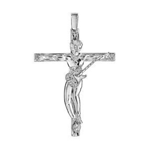 Pendentif Argent Rhodié Croix Rock 45mm (Modèle 3)
