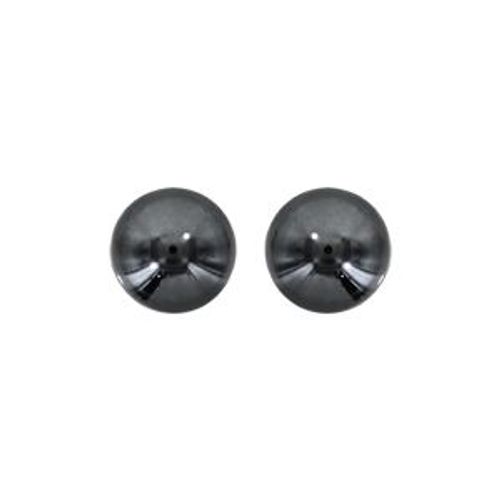 Boucles D'oreilles Tige Argent Rhodié Boule Hematite 8mm