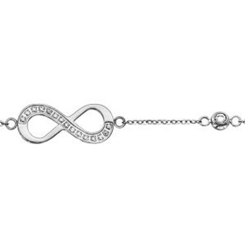 Bracelet Acier 1 Oxyde Blanc Serti Clos 1 Motif Infini Oxydes Blancs Sertis 16+2cm