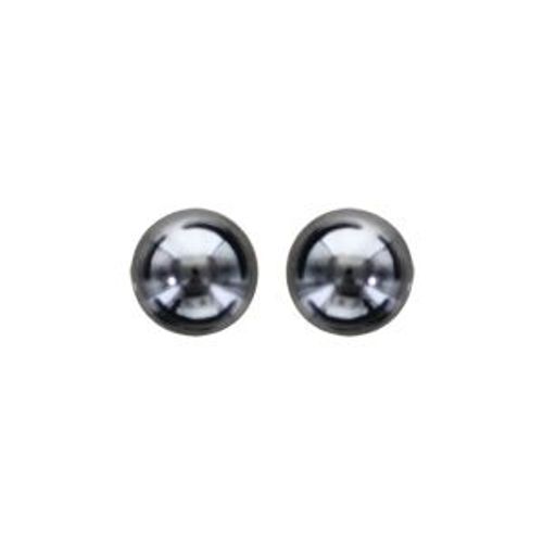 Boucles D'oreilles Tige Argent Rhodié Perle Imitation Noire 8mm
