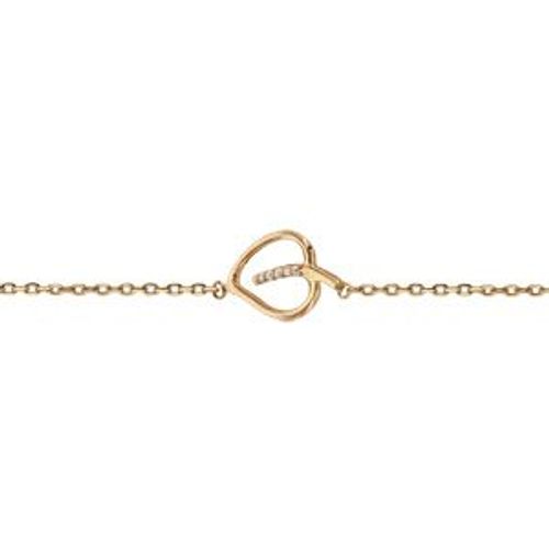 Bracelet Plaqué Or Coeur Oxydes Blancs Sertis 16+2cm