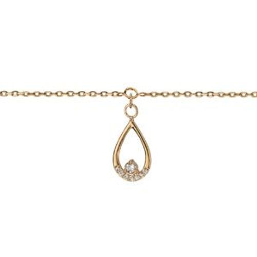 Bracelet Plaqué Or Goutte Pendante Oxydes Blancs Sertis 16+2cm
