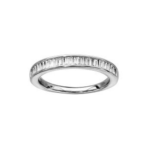 Bague Argent Rhodié Baguette Serti Rail Blancs