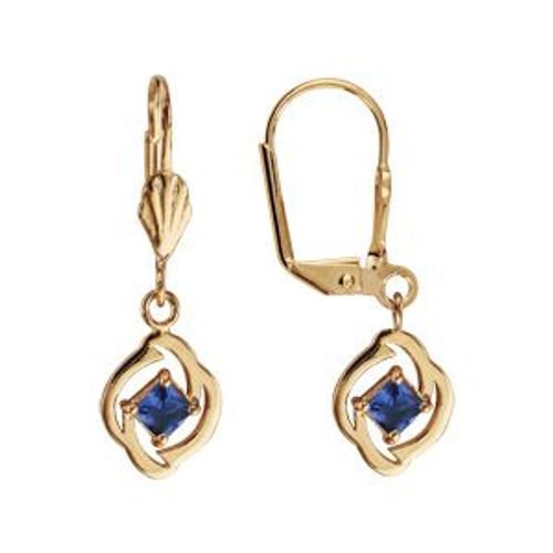 Boucles D'oreilles Plaqué Or Dormeuse Carre Bleu Foncé
